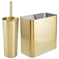 thumbnail image 1 of mDesign 2 Piece Plastic Bathroom Set, Bowl Brush and Trash Can - Brass, 1 of 9