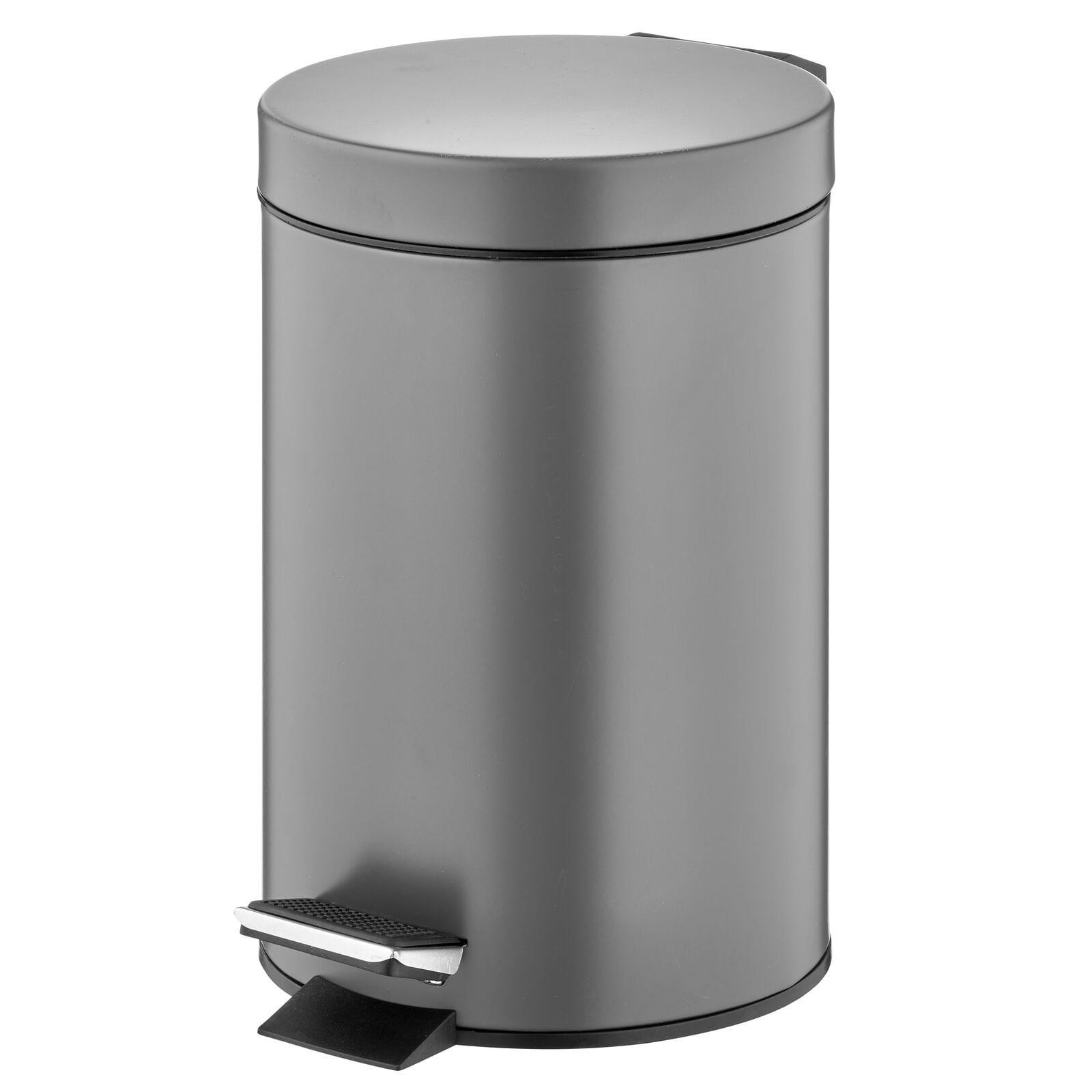 mDesign 3Liter Round Metal Step Trash Can, Liner/Handle Graphite
