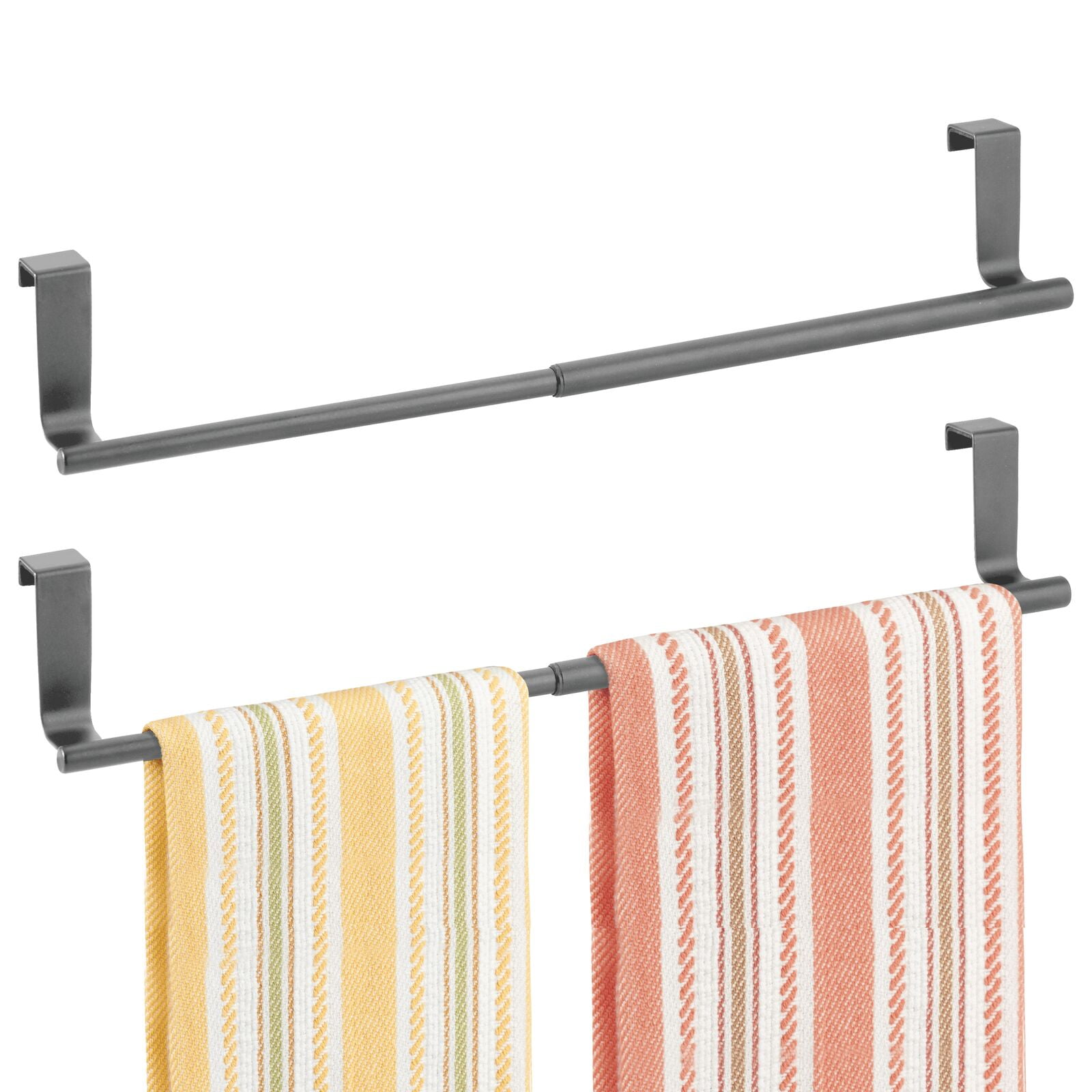 mDesign Adjustable Expandable Over Cabinet Door Towel Bar 2 Pack Matte Black Walmart