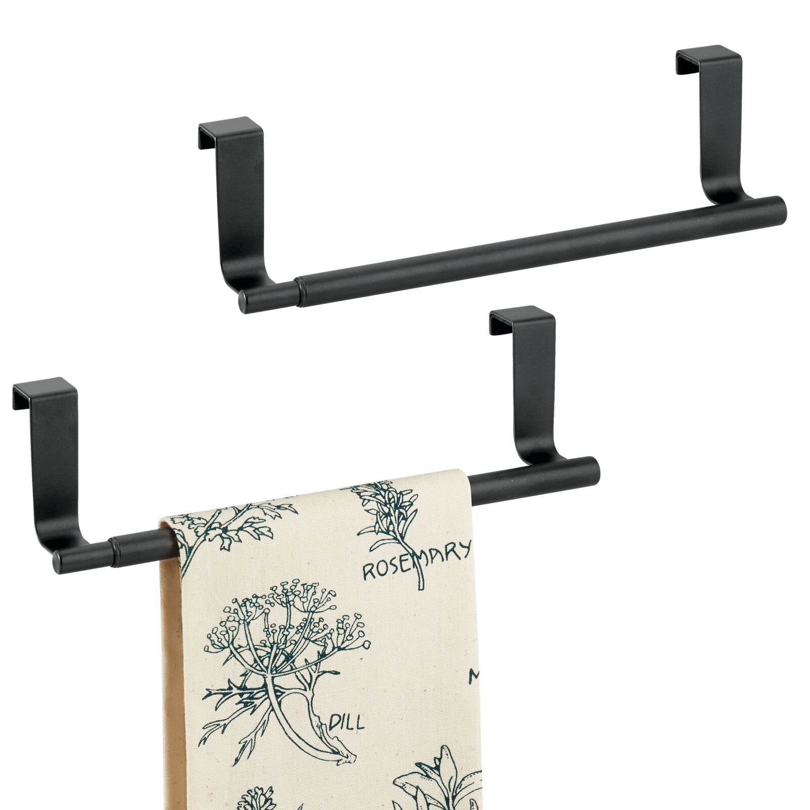 mDesign Adjustable, Expandable Over Door Towel Bar, 2 Pack