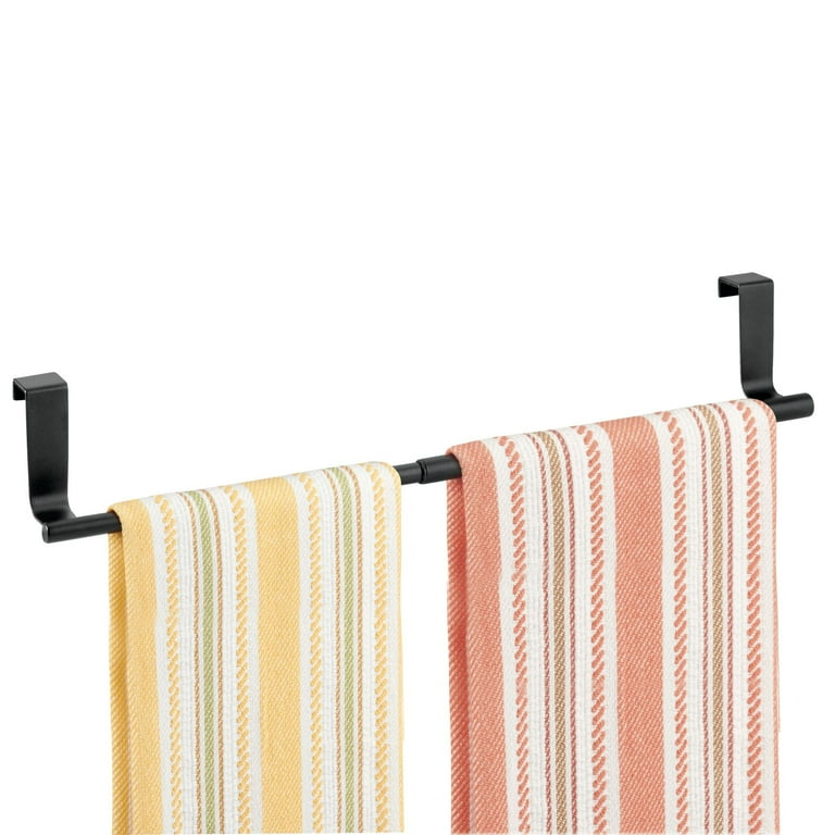 mDesign Adjustable Expandable Over Cabinet Door Towel Bar Matte Black Walmart