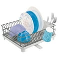 mDesign Alloy Steel Sink Dish Drying Rack Holder, Swivel Spout, Dark ...