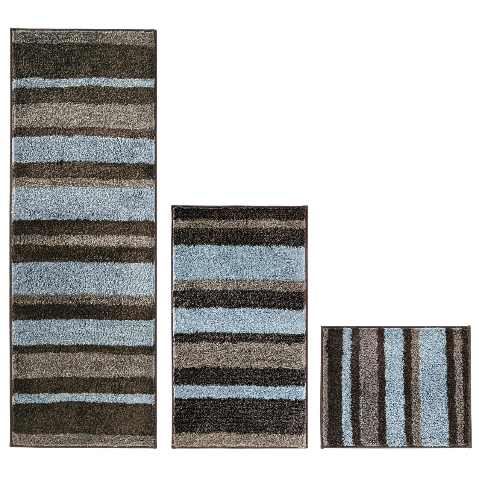 mDesign Assorted Microfiber Stripe Bath Rug for Tub/Shower, Set of 3 ...