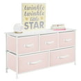 thumbnail image 1 of mDesign Baby + Kids Wide Storage Dresser with 5 Removable Drawers, Pink/White, 1 of 8