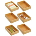 thumbnail image 1 of mDesign Bamboo Drawer Organizer Tray for Kitchen Storage - 6 Pack -Natural, 1 of 8