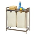 thumbnail image 1 of mDesign Bamboo Freestanding Double Laundry Basket Hamper Organizer - Dark Brown, 1 of 5