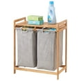 thumbnail image 1 of mDesign Bamboo Freestanding Double Laundry Basket Hamper Organizer - Natural/Tan, 1 of 6