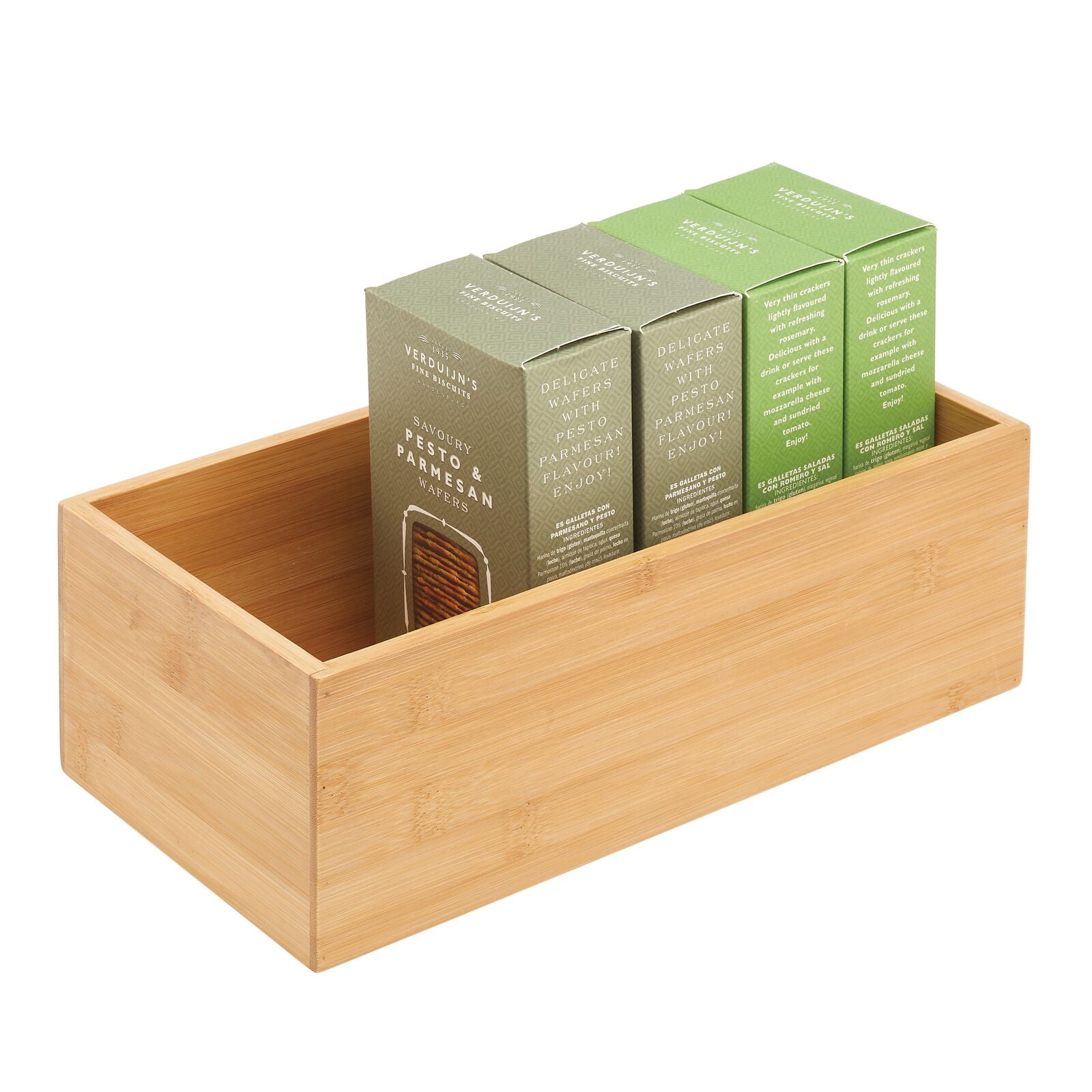 mDesign Bamboo Kitchen Organizer Storage Bin Natural