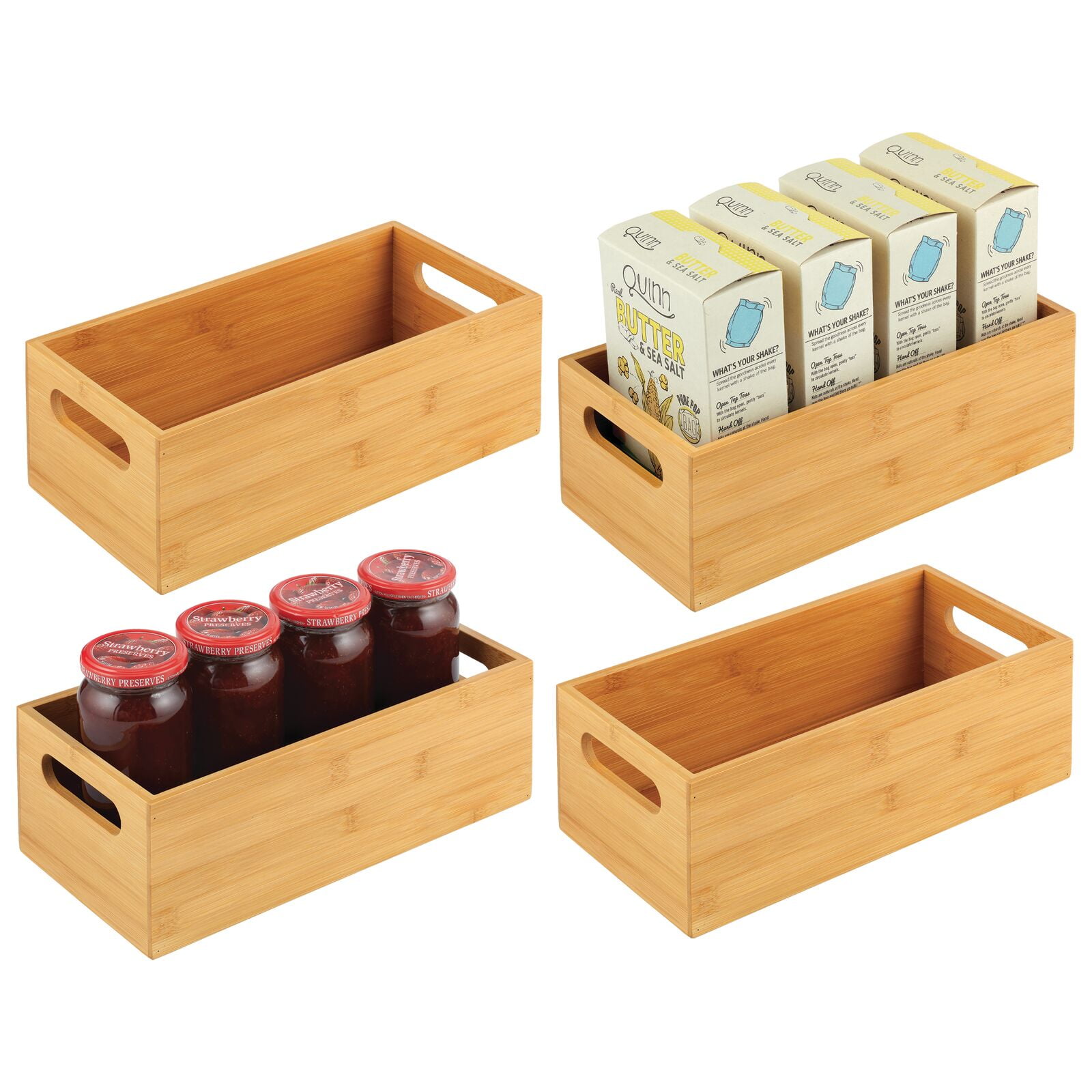 mDesign Bamboo Wood Kitchen Drawer Organizer Tray Bins - Set of 5 - Natural