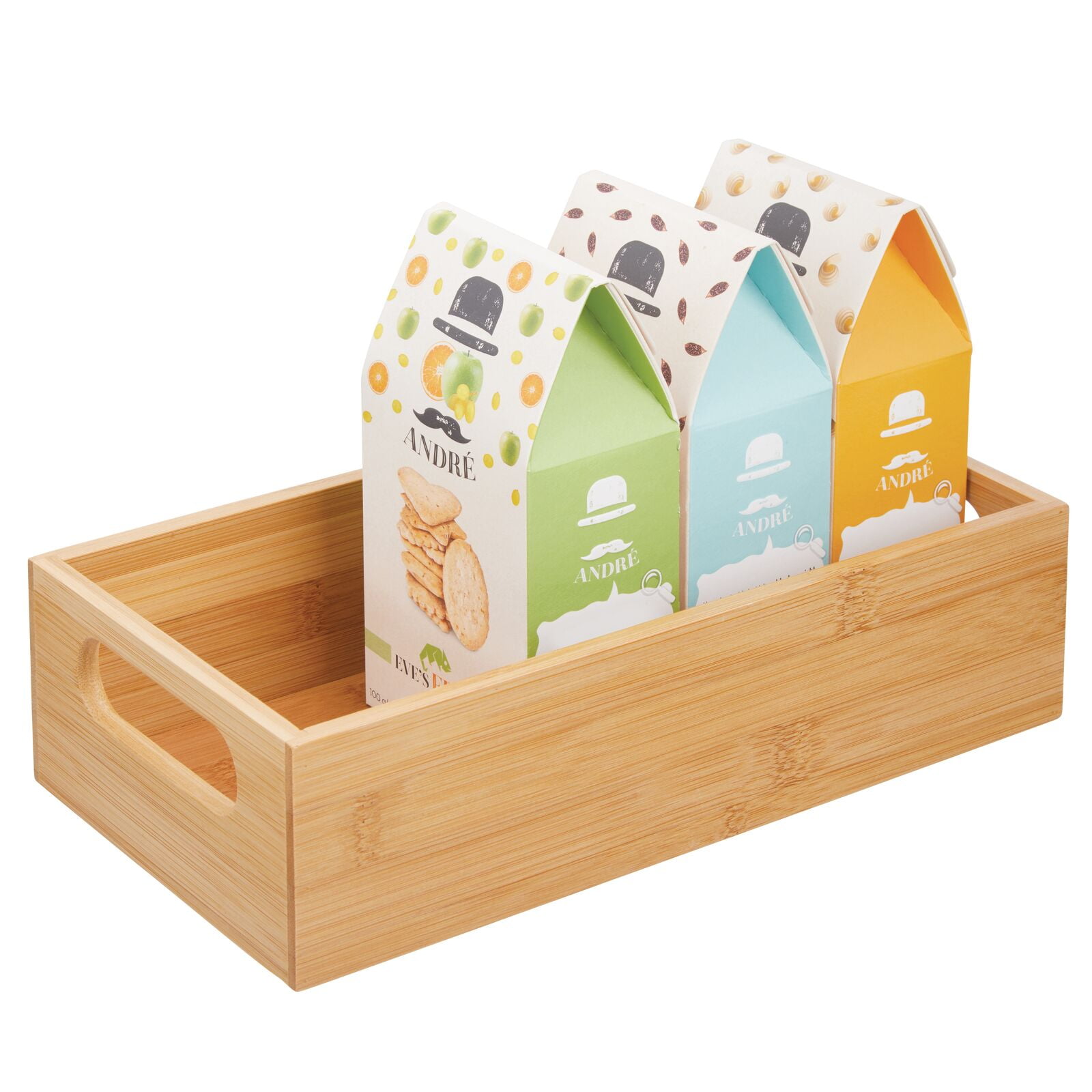 2 Pack Stackable Bamboo Wood Storage Bins, Organization Boxes for Kitchen  Pantry (2 Sizes) 