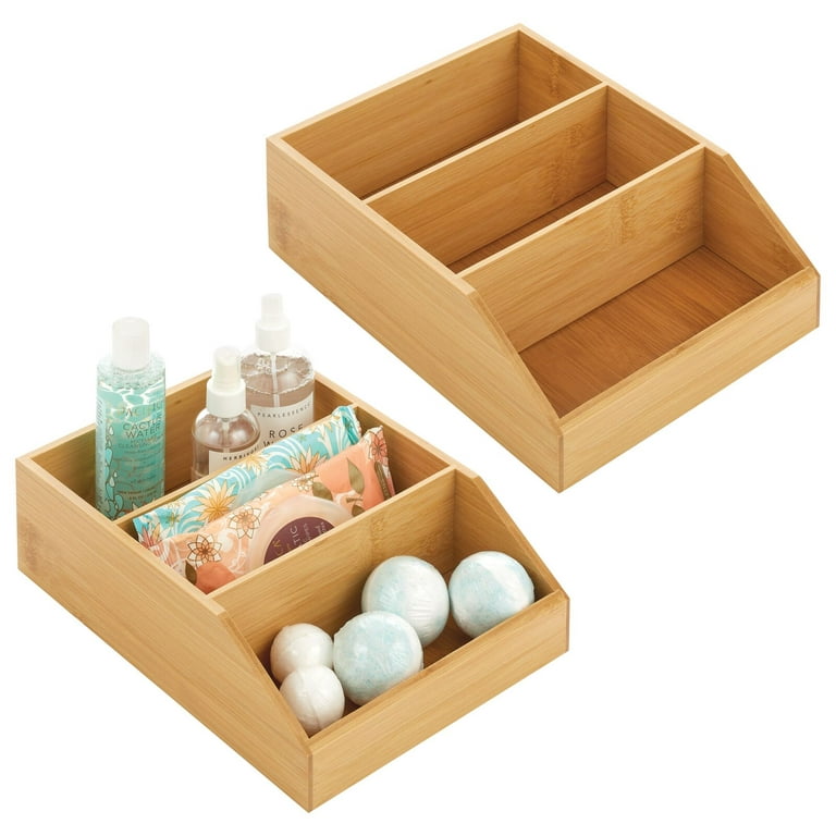  mDesign Bamboo Wood 3 Tier Counter Organizer Bin, Multi-Compartment  Storage Box for Bathroom, Cabinets, Shelves, Countertops; Holds Vitamins,  Bath Bombs, Cosmetics, Echo Collection - Natural : Home & Kitchen