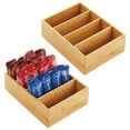 thumbnail image 1 of mDesign Bamboo Wood Food Storage Organizer Bin Box, 4 Sections, 2 Pack - Natural, 1 of 8