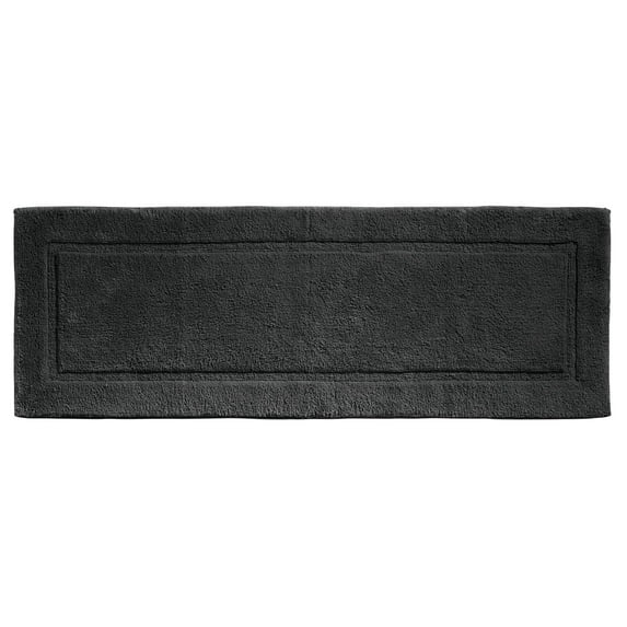 mDesign Bathroom 100% Cotton Rectangular Rug, Long Runner, 60" x 21", Black
