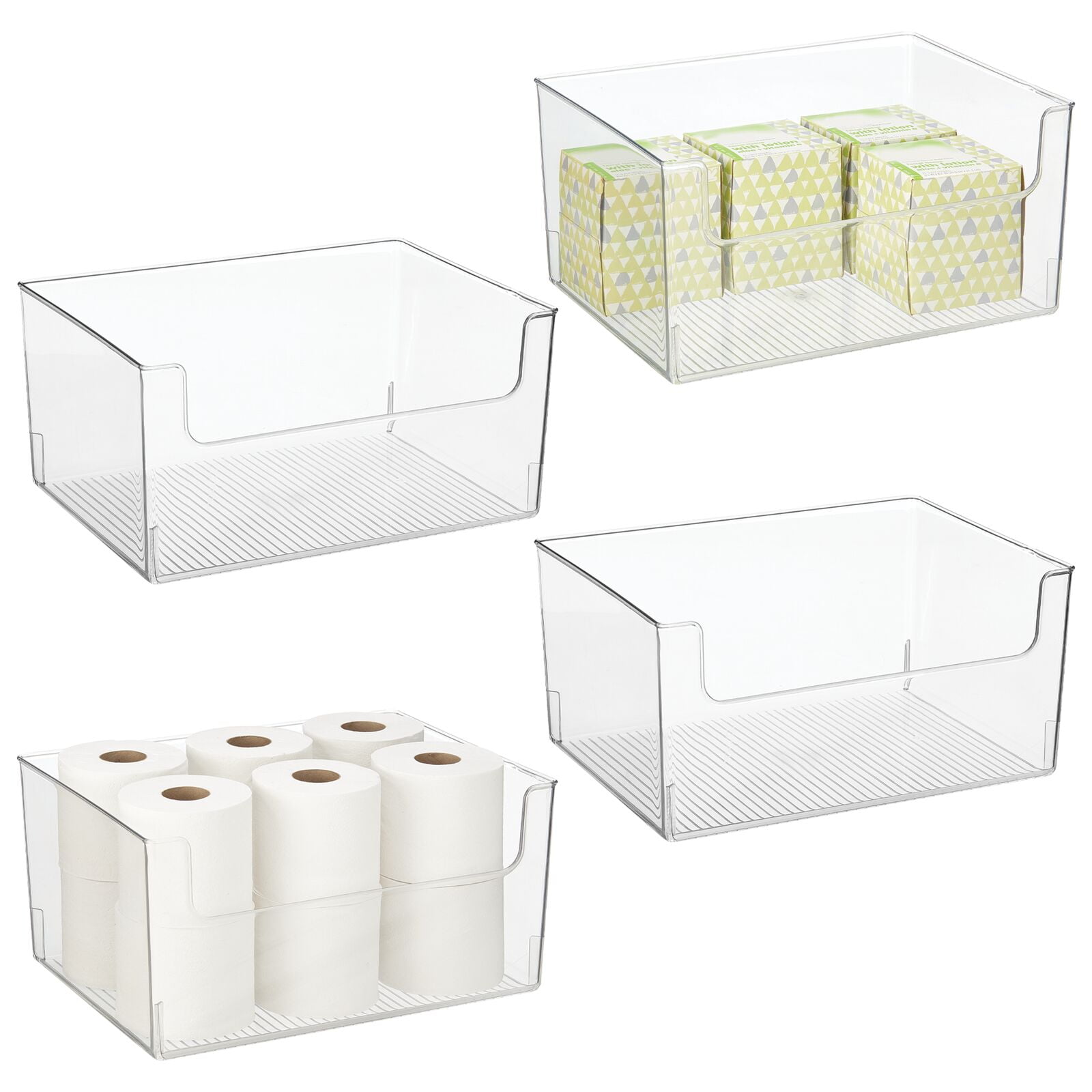 mDesign Bathroom Plastic Storage Organizer Bin with Open Front 4 Pack
