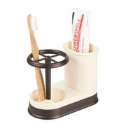 mDesign Bathroom Toothbrush/Toothpaste Dental Storage Organizer - Vanilla/Bronze
