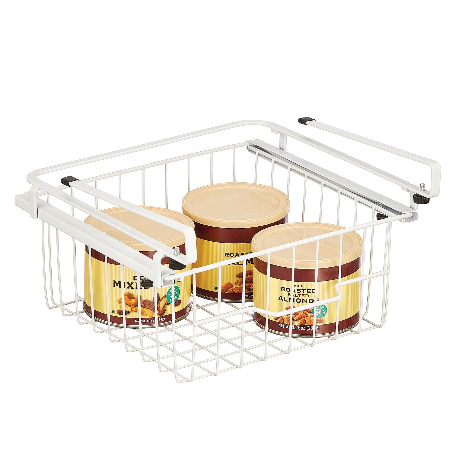 mDesign Compact Hanging Pullout Drawer Basket Sliding Shelf Organizer