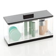 thumbnail image 1 of mDesign Cosmetic Divided Organizer Canister Box, 3 Sections and Lid, Clear/Black, 1 of 8