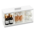 thumbnail image 1 of mDesign Cosmetic Divided Storage Organizer Box, 3 Sections and Lid - Clear/White, 1 of 8