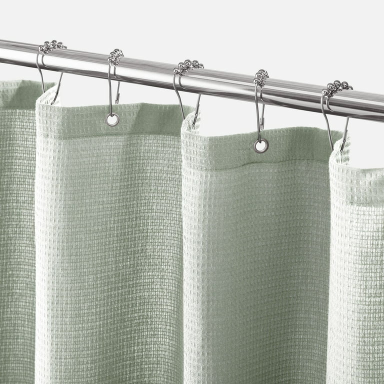 mDesign Cotton Waffle Knit Shower Curtain for Bathroom, 72 x 72 - Sea  Green 