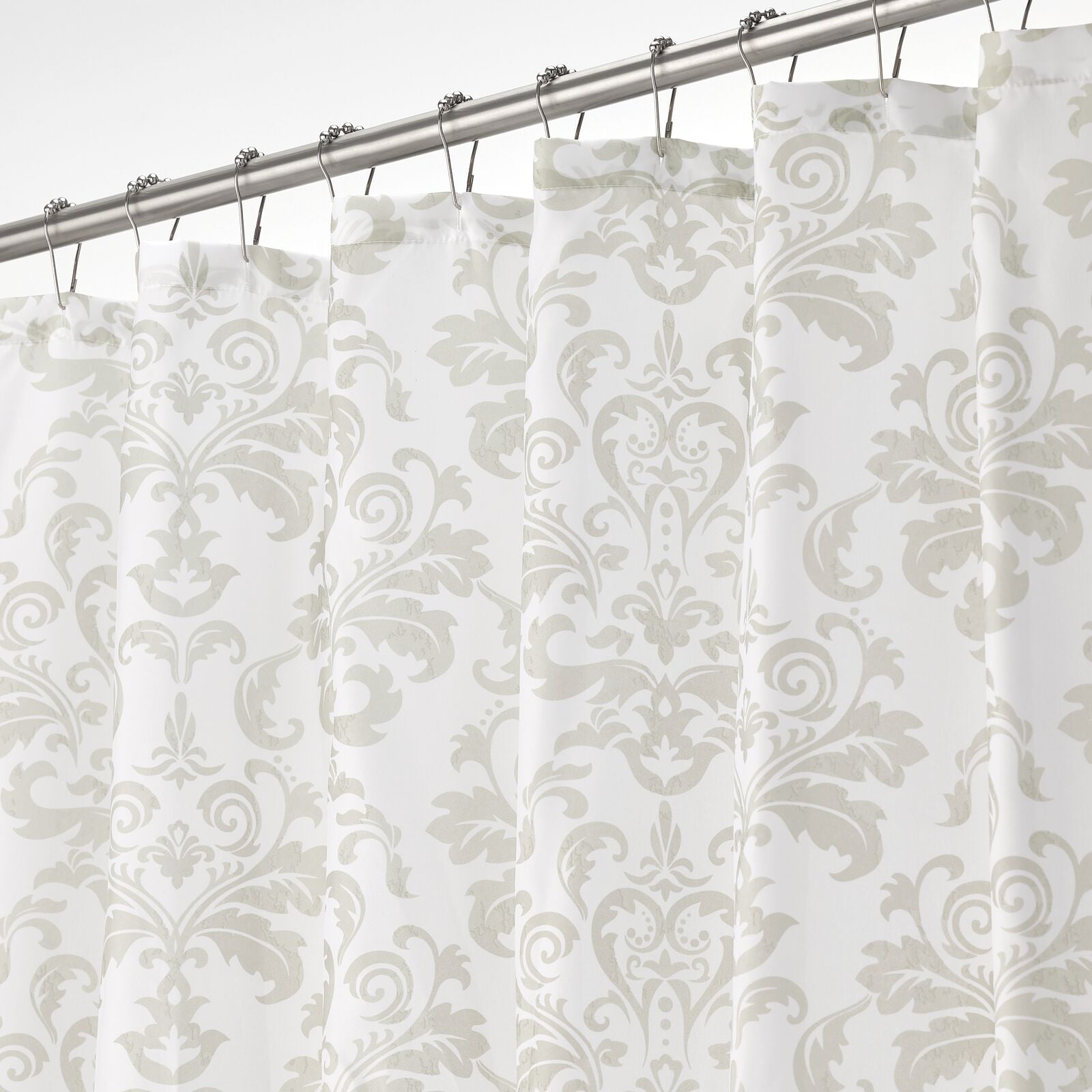 mDesign Damask Pattern Fabric Shower Curtain 72" x 72" White/Light