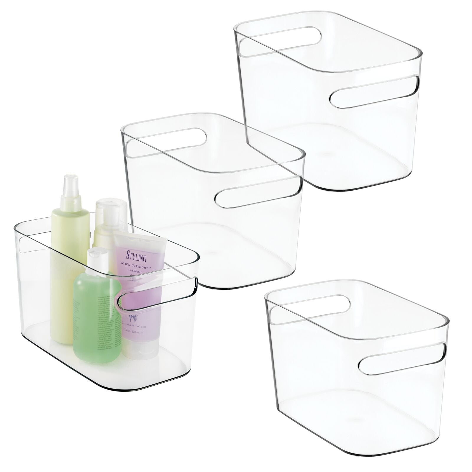 mDesign Deep Plastic Bathroom Storage Bin with Handles, 10" Long, 4