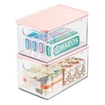 thumbnail image 1 of mDesign Deep Plastic Bathroom Storage Box with Lid/Handles, 2 Pack, Clear/Pink, 1 of 8