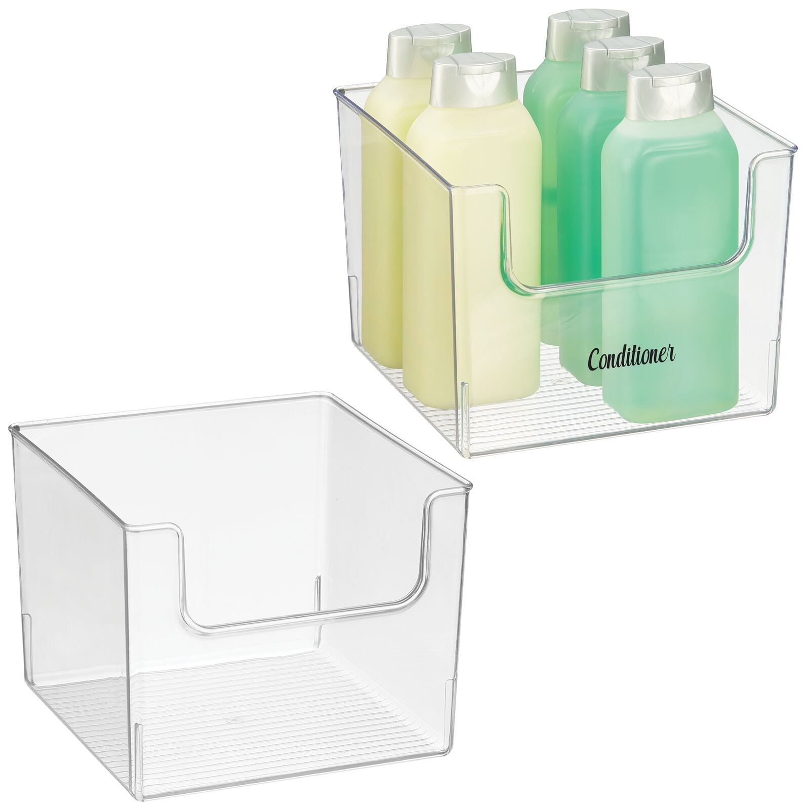 mDesign Plastic Household Storage Organizer Bins with Open Front, 4 Pack,  Clear