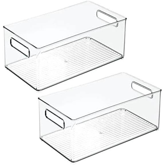 mDesign Deep Plastic Storage Organizer Container Bin, Closet Organization for Hallway, Bedroom, Linen, Coat, and Entryway - Holds Clothing, Blankets, Accessories, Toys, and Essentials, 2 Pack, Clear
