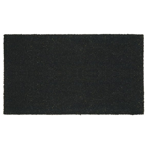mDesign Doormat with Natural Fibers Decorative Script - Black