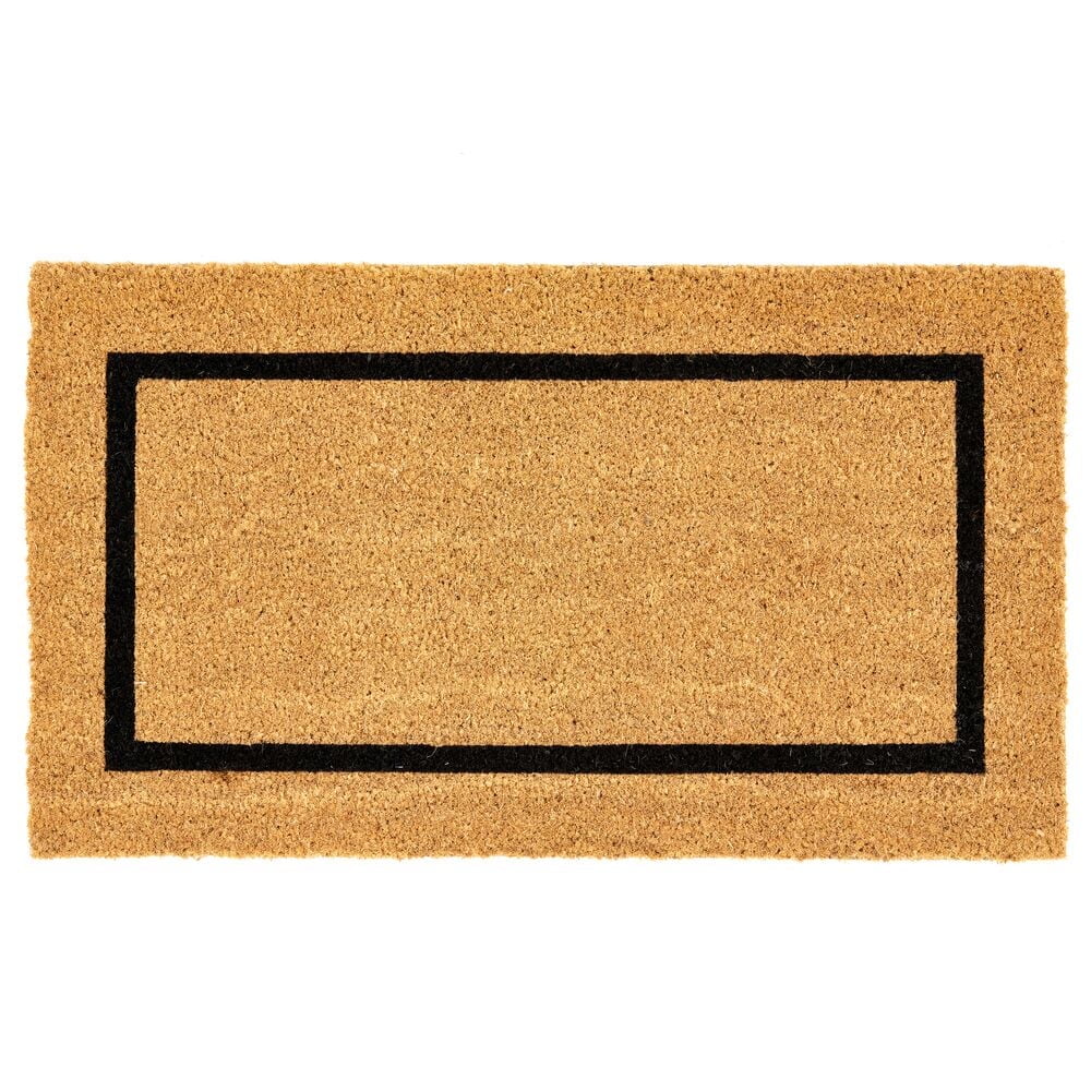 Natural Coir Outdoor Doormat with Black Border, 30 x 17