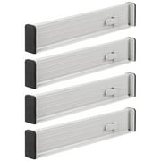 mDesign Expandable Adjustable Drawer Divider with Foam Ends, 4 Pack - Light Gray