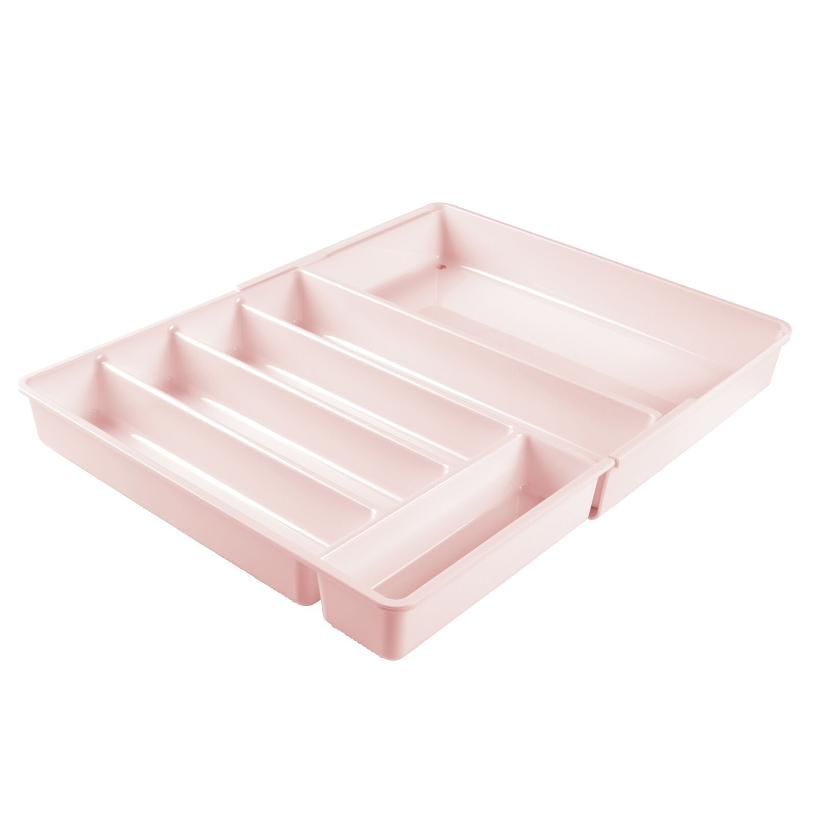 mDesign Expandable Plastic Kitchen Drawer Storage Cutlery Tray Light