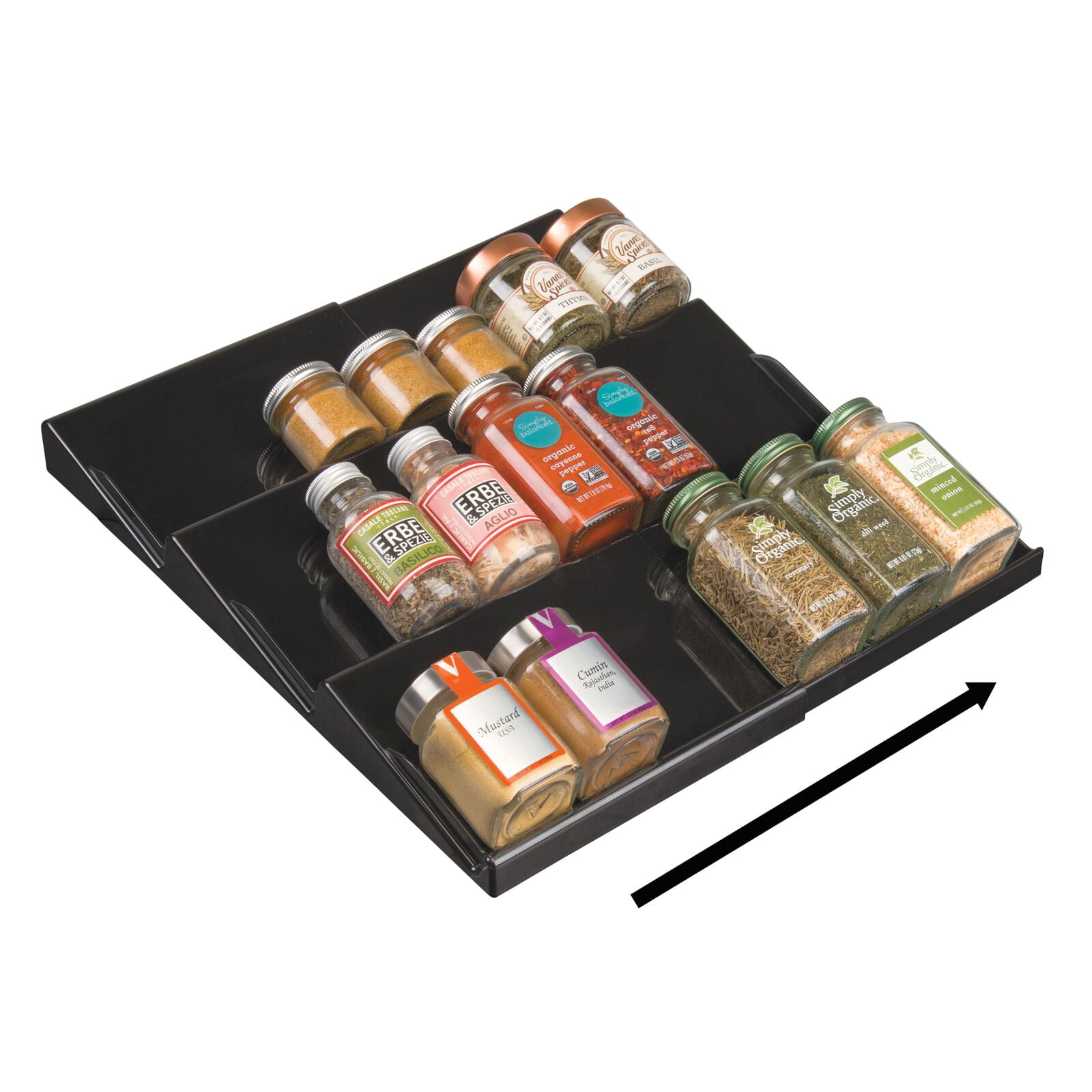 Adjustable Spice Rack, Expandable Plastic Tray Drawer Organizer 12 to 24  Stackable Tray, 4 Slanted Tier Spice Storage Organizer Insert, for Spice  Jars, Vitamins, Seasonings Kitchen Drawer Cabinet price in Saudi Arabia