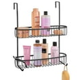 thumbnail image 1 of mDesign Extra Wide Stainless Steel 2-Tier Bathroom Shower Over Door Caddy, Black, 1 of 5