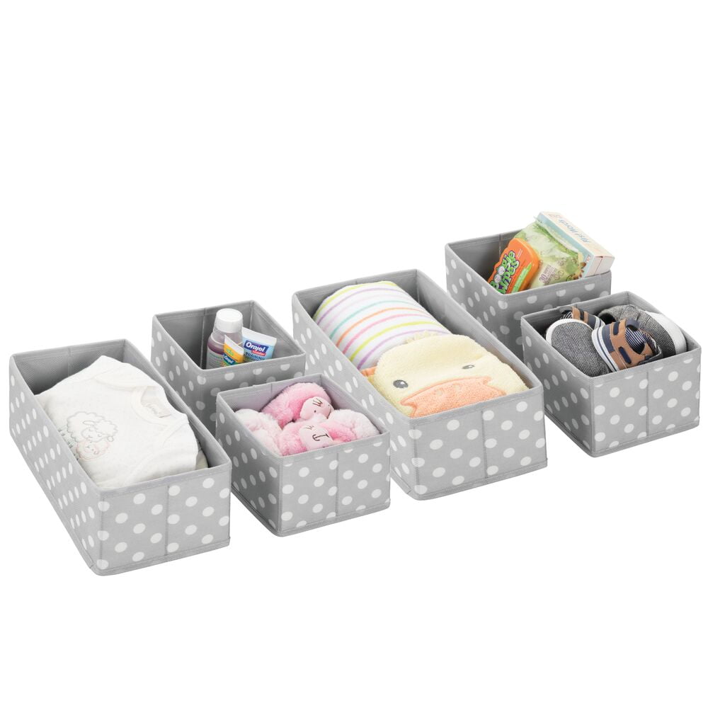 mDesign Fabric Baby Nursery Organizers, Set of 3, 2 Pack, Gray/White