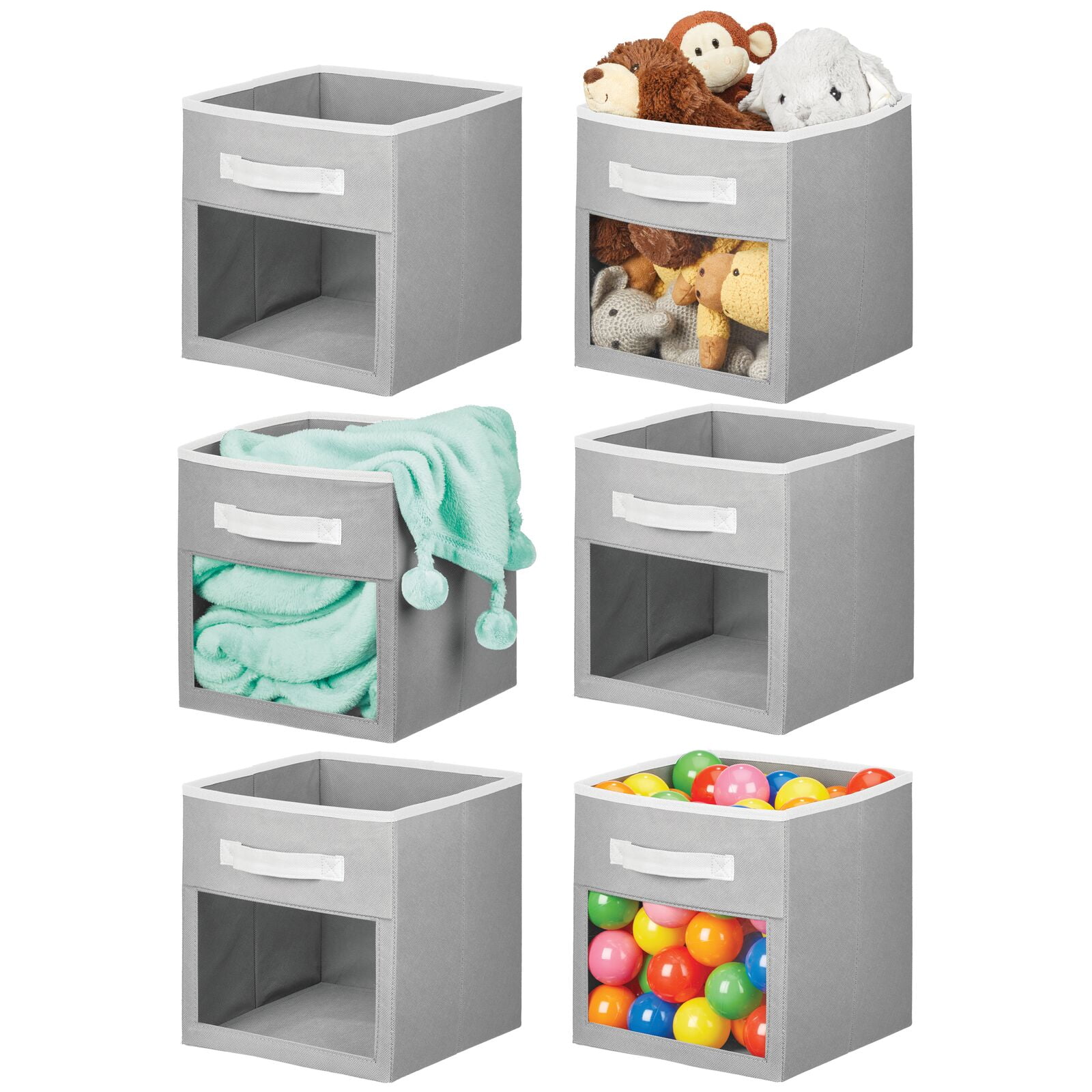 mDesign Fabric Baby Nursery Storage Cube with Front Window, 6 Pack