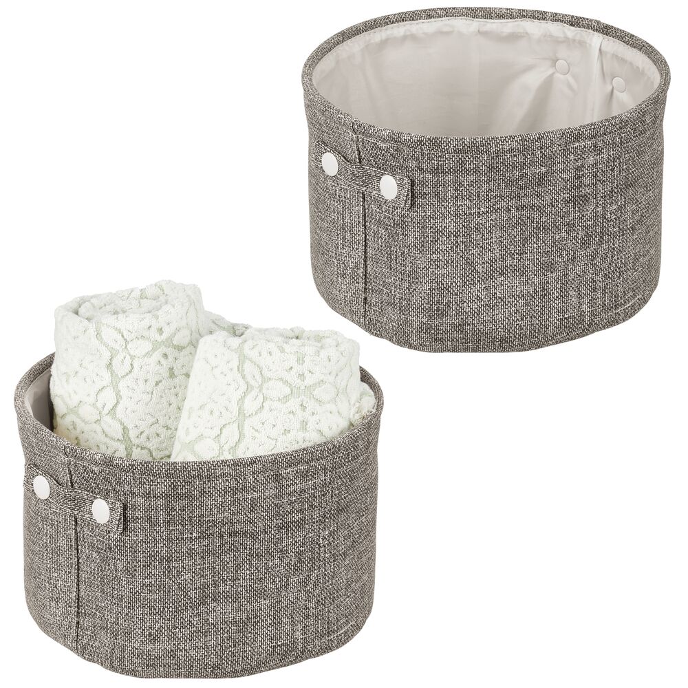 mDesign Fabric Bathroom Storage Bin 2 Pack Gray