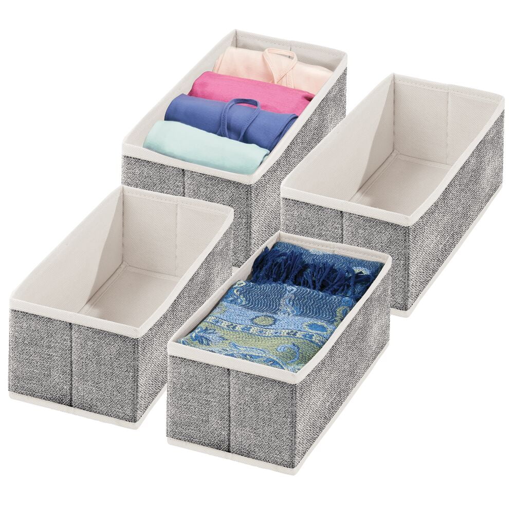 mDesign Fabric Bedroom Dresser Drawer/Closet Organizer Bins, 4 Pack ...