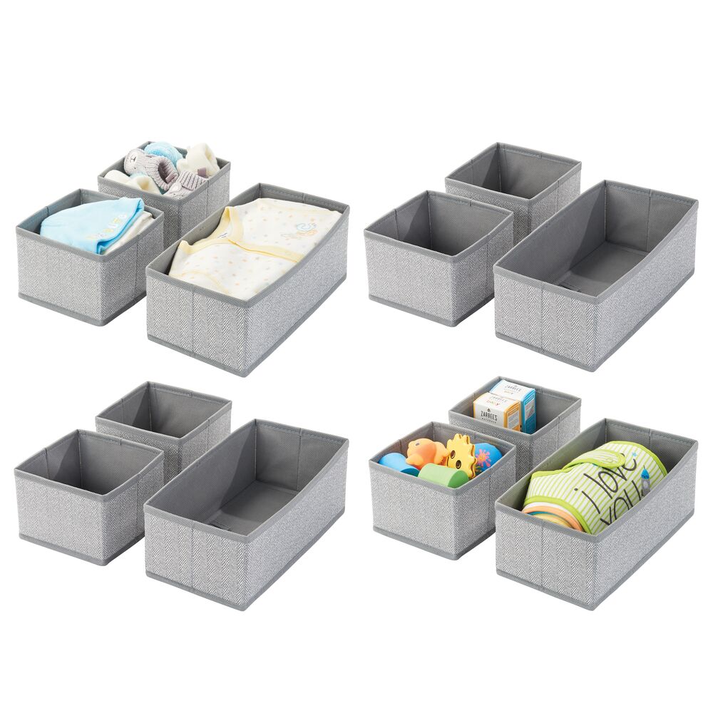 mDesign Fabric Drawer Divider Organizer Bins, Nursery/Bedroom Dresser