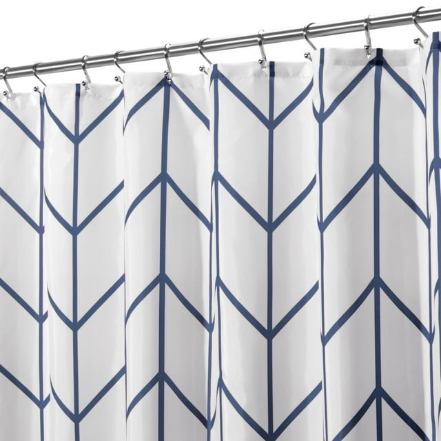 mDesign Fabric Herringbone Chevron Shower Curtain, 72" x 72", Navy Blue