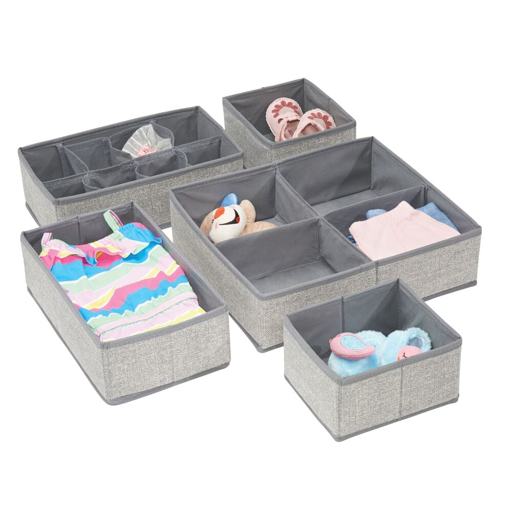 Mdesign Fabric Baby Nursery Divided Organizers, Set Of 5, Stone