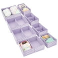thumbnail image 1 of mDesign Fabric Nursery Divided Drawer Bin, 4 Pack, Light Purple/White Polka Dot, 1 of 9