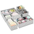 thumbnail image 1 of mDesign Fabric Nursery Divided Drawer Organizer, Set of 5, Gray/White Polka Dot, 1 of 8