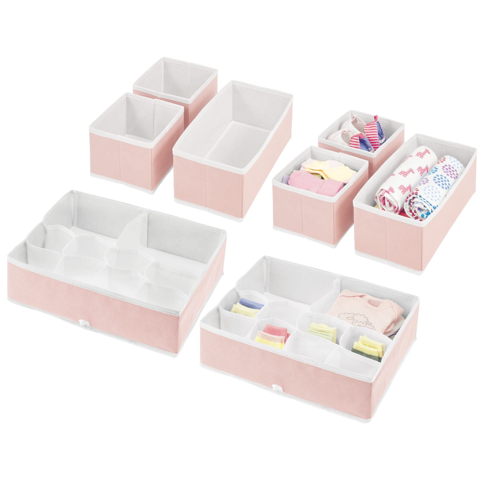 mDesign Plastic Drawer Organizer Square Box, Storage Organizer Bin  Container; for Closets, Bedrooms, Use for Leggings, Socks, Ties, Jewelry