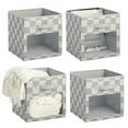 thumbnail image 1 of mDesign Fabric Nursery Storage Cube, Front Window/Handle, 4 Pack, Gray Checkered, 1 of 9