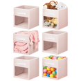 thumbnail image 1 of mDesign Fabric Nursery Storage Cube with Front Window, 6 Pack - Light Pink/White, 1 of 9
