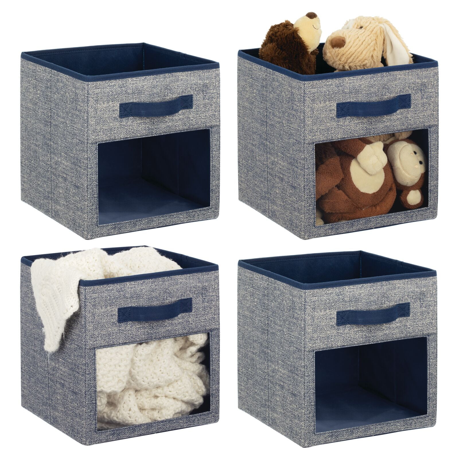 mDesign Fabric Nursery Storage Cube with Front Window/Handle, 4 Pack