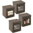 thumbnail image 1 of mDesign Fabric Stackable Cube Storage Organizer Box, 4 Pack, Espresso Brown, 1 of 9