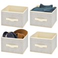 thumbnail image 1 of mDesign Foldable Bin for Cube Organizer - 4 Pack - Natural/Cobalt Blue Stripe, 1 of 8