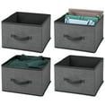 thumbnail image 1 of mDesign Foldable Fabric Bin for Cube Organizer - 4 Pack - Charcoal Gray/Black, 1 of 8